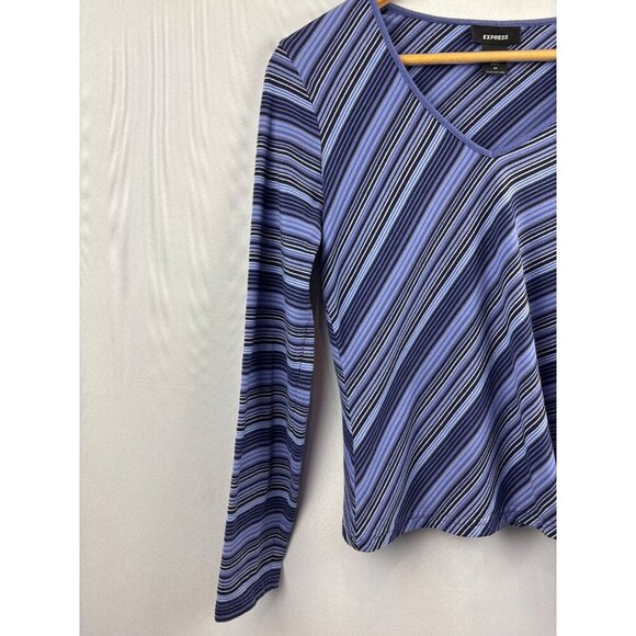 Express Womens Striped Long-Sleeve Top Size M - Picture 2 of 4
